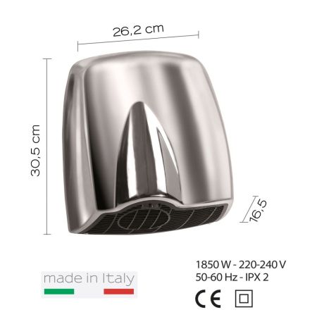 Gedy Brisa, сушилка для рук с индукционным двигателем и фотоэлементом, цвет хром, артикул 2456(13)