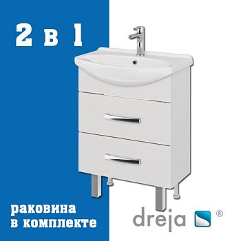 Тумба с раковиной подвесная/напольная Dreja Alda 65 см, белый
