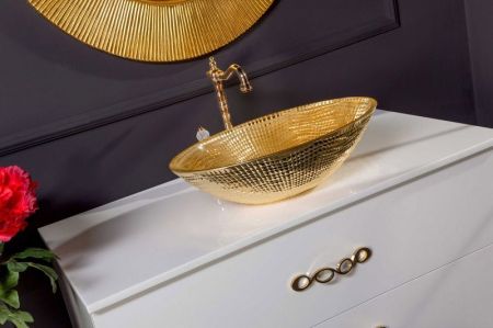 Раковина хрустальная золото овальная