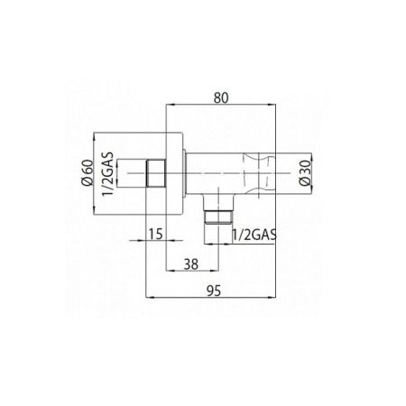 BOSSINI Душевой держатель из латуни, с водорозеткой, цвет черный матовый, артикул C12000.073