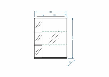 Зеркало-шкаф "Нелея 55/С", правое