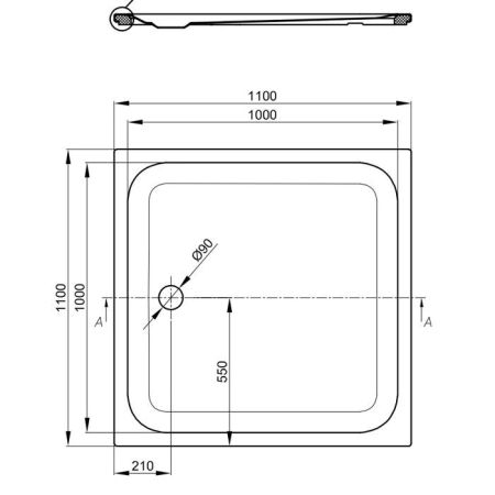 BETTE Душевой поддон 110х110см , суперплосский  3,5 см d90см, цвет белый, артикул 8743 AR