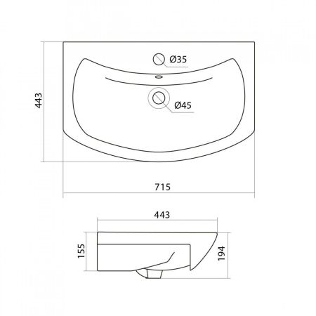 Раковина мебельная АКВАТОН БАЛТИКА 1WH207776 ((71,5*44,3), белый), шт, артикул 1WH207776