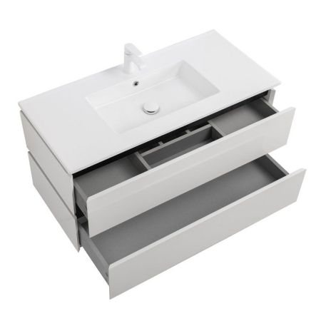 PLANE База под раковину подвесная с двумя выкатными ящиками, Белый глянец, 1000x458x500, PLANE-1000-2C-SO-BL, артикул PLANE-1000-2C-SO-BL