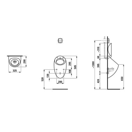 Laufen Alessi One Писуар 325х290х585мм, с покр. LLC, цвет: белый (крышка приобретается отдельно), артикул 8.4097.1.400.000.1