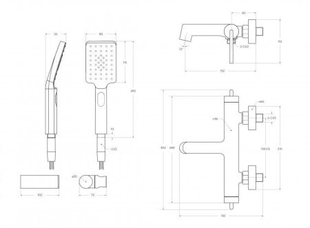 ACQUA Смеситель для ванны и душа, черный ACQUA-VASM-NERO, артикул ACQUA-VASM-NERO