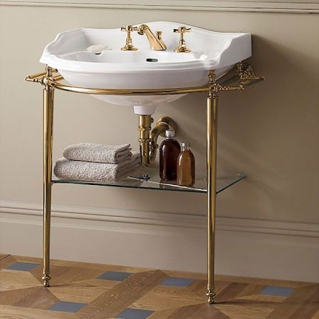 Devon Boston Консоль (81х88х50)с полотенцедержателями и стеклянной полочкой под раковину oxford, цвет светлое золото, артикул DEBOSTONOT