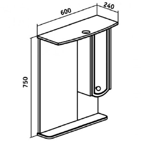 Зеркало со шкафом Runo Аликанте 60 4620750021856 с подсветкой Скандинавский Дуб Белое