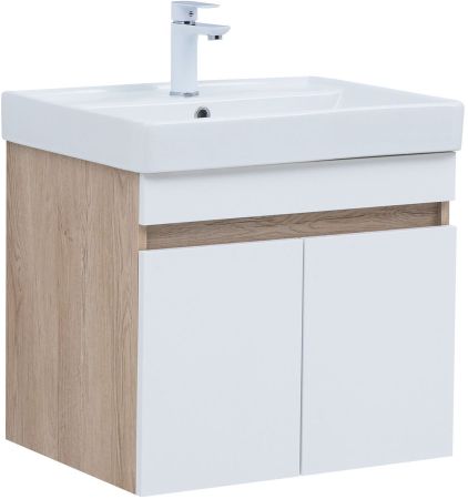 Тумба под раковину Aquanet Оптима 60 дуб светлый/белый сатин, артикул 00344799