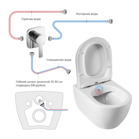 Унитаз подвесной безободковый с функцией биде CEZARES COMFORT, артикул CZR-191-TH/BS
