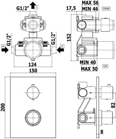 Смеситель для душа Paffoni Light LIQ513CR (с внутренней частью), артикул LIQ513CR