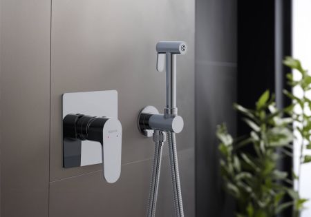 Набор с гигиеническим душем (смеситель + гигиеническая лейка + шланг + шланговое подсоединение с держателем) AQUATEK AQ1219CR ОБЕРОН, артикул AQ1219CR