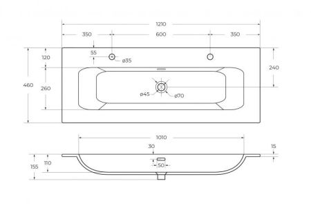 ECO-CER-N База под раковину подвесная с двумя выкатными ящиками, Фисташковый Софт, 1200x457x500, ECO-CER-N-1200-2C-SO-PS-P, артикул ECO-CER-N-1200-2C-SO-PS-P