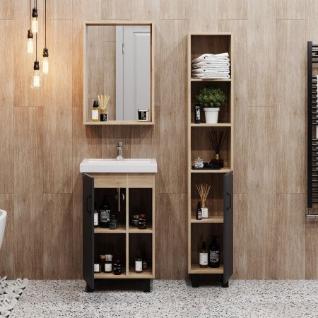 Тумба Onika Тимбер 50 напольная, серая мат./дуб сонома (ум. Фостер 50)