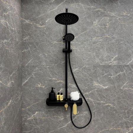 Душевая система Fixsen LINE FX-9200B, черная+золото, артикул FX-9200B
