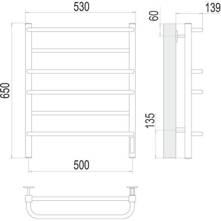 Полотенцесушитель электрический Terminus Евромикс квадро П6 50х65, артикул 4670078531230