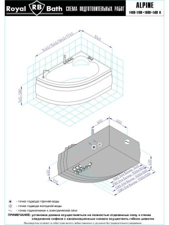 Гидромассажная ванна Royal Bath  ALPINE STANDART 170x100x58R, артикул RB819102ST-R