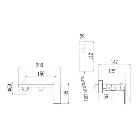 Гигиенический душ со смесителем Savol S-FXQ012Q, графит, артикул S-FXQ012Q