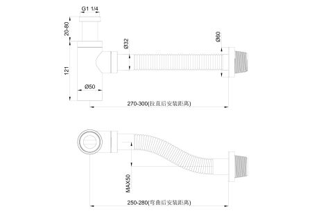 Сифон для раковины WONZON & WOGHAND, Брашированное золото (WW-88SS101-BG)