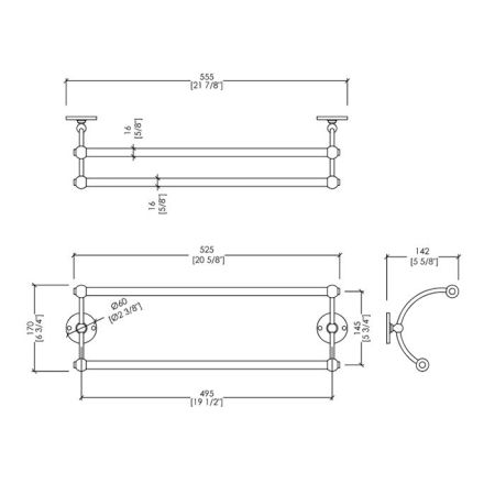 Devon&Devon Cavendish Полотенцедержатель двойной, цвет золото, артикул WM09