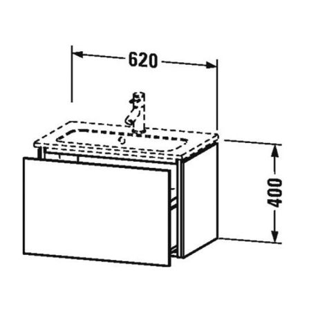Duravit L-Cube База под раковину  400x620x391, 1 выдв. ящик, цвет черный глянцевый, артикул LC615604040