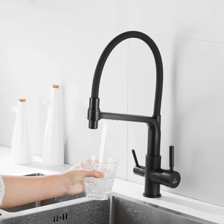 Смеситель для кухни Rose R658H, черный, артикул R658H