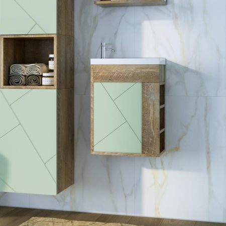 Тумба под раковину подвесная Бриклаер КРИСТАЛЛ фисташковый, 40 см, артикул 4627125417115