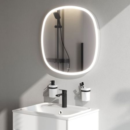 M8FMOX0651WGS Зеркало универсальное с контурной LED-подсветкой, ИК- сенсором, квадрат, 65 см, артикул M8FMOX0651WGS