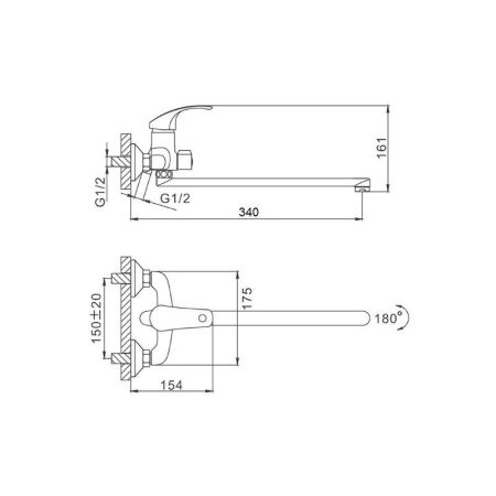 Смеситель для ванны D-Lin D146301, хром, артикул D146301