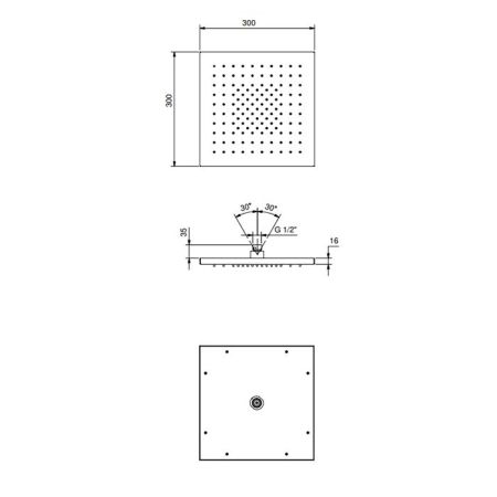 FANTINI MINT Верхний душ многофункциональный 30х30 см.цвет Матовая натуральная сталь, артикул 79 93 K053