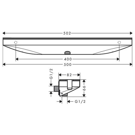 Шланговое подсоединение, Hansgrohe, Rainfinity, держатель для ручного душа-в комплекте, расположение держателя-справа, стандарт подвода воды-1/2", с клапаном обратного тока воды, с полкой из безопасного стекла, длина полки,мм-500, цвет полки-зеркальное ст, артикул 26858000