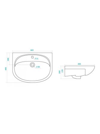 Умывальник Стелла 65, артикул 1.WH11.0.174