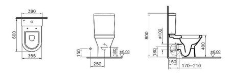 Унитаз компакт Vitra S 50 9798B003-7200 с бачком и сиденьем