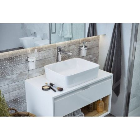 Тумба под накладную раковину EXCELLENT Tuto 80 см (белый/белый), 1 ящик, артикул MLEX.0102.800.WHWH