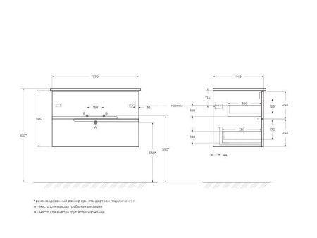 Мебель для ванной CEZARES DUET, артикул DUET-1200-2C-SO-BL