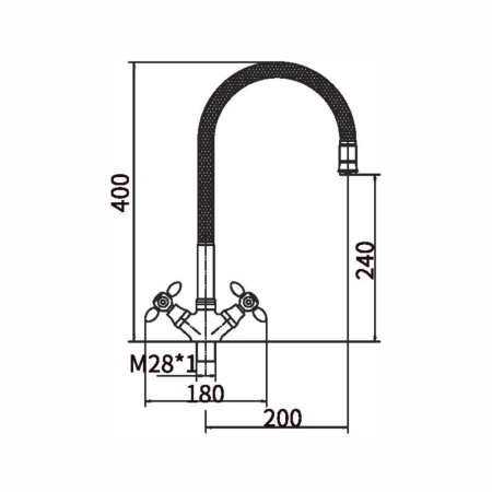 Смеситель для кухни с гибким изливом FASHUN A43127-10, хром/красный