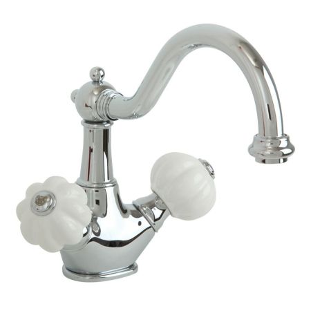 OLIVIA Смеситель для раковины, донный клапан "click-clack", бел./хром