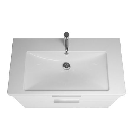 BURGBAD Eqio База подвесная с керамическим умывальником 930х490х645 мм. 2 ящика с ручкой хром G0146., c 1 отв под смес.   цвет белый глянц F2009, артикул SEYQ093F2009G0146C001*1