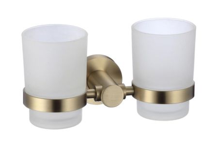 Стакан для ванной комнаты двойной Savol S-005668C, матовое золото, артикул S-005668C