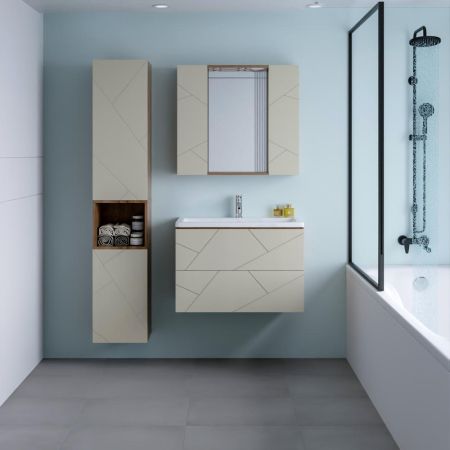 Тумба под раковину подвесная Бриклаер КРИСТАЛЛ латте, 80 см, артикул 4627125416941