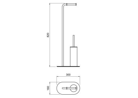 Держатель туалетной бумаги с ершиком напольный AQUATEK, матовый черный AQ4231MB ОБЕРОН