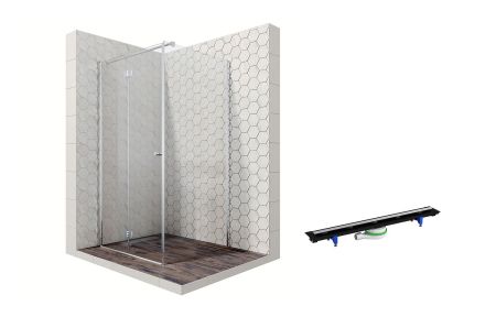 Душевой уголок Ambassador Diamond 12011106L-PR2, квадратный, линейный трап, 100х100, артикул 12011106L-PR2