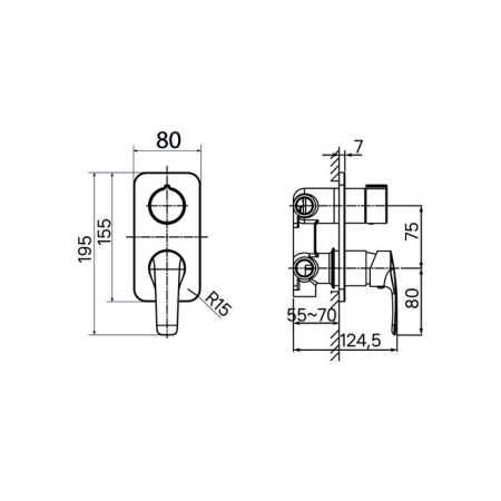 Встраиваемый смеситель с тремя выходами, черный матовый, Ray, IDDIS (RAYBL00i68), артикул RAYBL00i68
