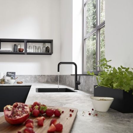 Смеситель для кухни, Hansgrohe, Talis M54, тип открывания воды-однорычажный, тип регулирования воды-керамический картридж, монтаж-на раковину/столешницу, отверстия для монтажа-1, высота, мм-339, вынос излива, мм-216, тип излива-поворотный, стандарт подвод, артикул 72806670