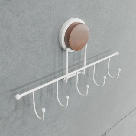 Крючок для ванной FIXSEN MAGIC WHITE FX-47005-5, белый/коричневый, артикул FX-47005-5