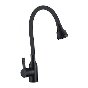 Смеситель для кухни с гибким изливом и режимом душ Fmark FS8266H-01, черный