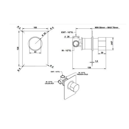 Bongio GIO3 Смеситель скрытого монтажа, цвет: хром (с внутр частью 097610000) Bongio GIO3 Смеситель скрытого монтажа, цвет: хром (с внутр частью 097610000)