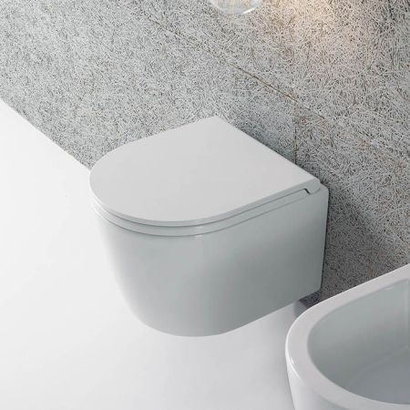 GLOBO Forty3 Унитаз подвесной БЕЗОБОДКОВОЙ 43x36 см, с системой скрытого крепежа, цвет: белый, артикул FOS06.BI