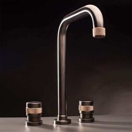 Nicolazzi Khady Смеситель для раковины высокий на 3 отв., цвет: Black Nichel/Rose Gold, артикул 2438TCNKNRG21