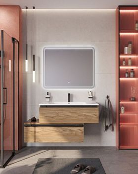 SLIDER Тумба с одним выкатным ящиком, Орех Дымчатый, 996x476x300, SLIDER-1000-1C-PI-NA-P